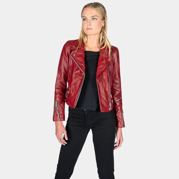 NWT Straight to Hell Defector Leather Jacket in Burgundy - S - Picture 4 of 14